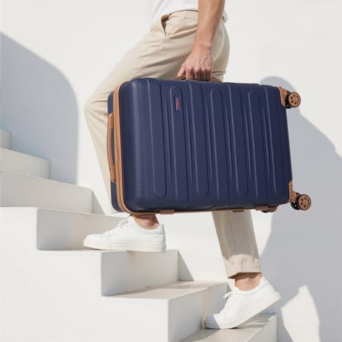 Cobens Luggage Sets 5 Piece, Suitcase with Wheels, 20/24/28inch, DarkBlue - color: DarkBlue