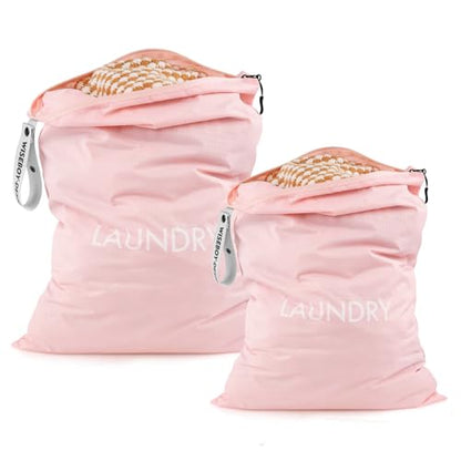 WiseBoy 2-Pack Travel Laundry Bags, Washable Wet Dry Bags for Gym - color: Pink