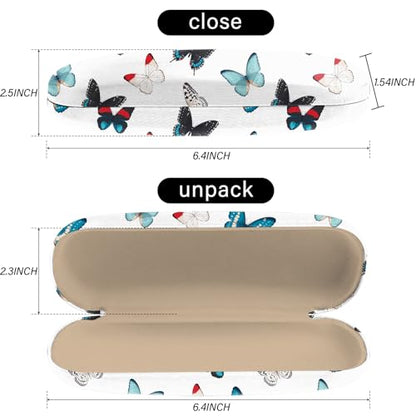 Eyeglasses Case Hard Shell Protective Case for Glasses Eyeglass Box with Cleaning Cloth for Girls Women Cute Aesthetic - color: M10-butterfly