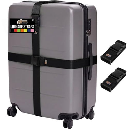 GORILLA GRIP Heavy Duty Luggage Straps for Suitcase, 2 Pack, Black - color: Black