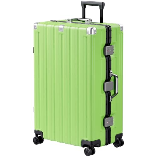 Krute Zipperless Luggage 28inch Checked Hard Shell Suitcases with Wheels - color: Green, size: Large (28 Inch)