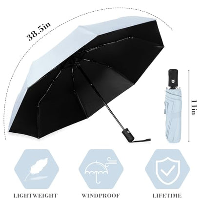 Jexine Windproof Travel Umbrella Compact Small - color: Blue, Beige, Pink