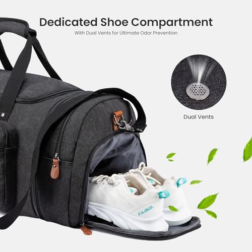 Sucipi Canvas Duffel Bag for Men, Expandable Weekend Overnight travel bags - color: Black