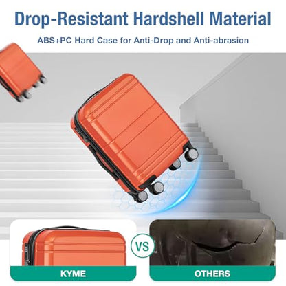 Carry On Luggage 22x14x9 Airline Approved,Hardside Suitcase,20 Inch,Orange - color: Orange
