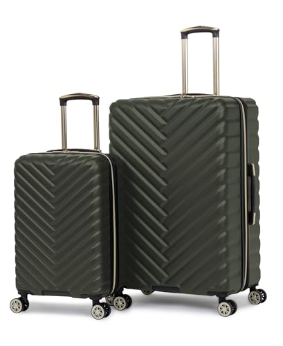 Kenneth Cole REACTION Madison Square Lightweight Hardside Chevron Expandable Spinner Luggage, Olive, 2-Piece Set (20" & 28") - color: Olive, size: 2-Piece Set (20" & 28")