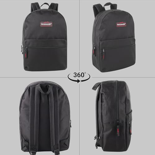Trail maker Classic 17 inch Backpacks with Adjustable Padded Straps | School Backpacks for Girls, Boys - color: Black