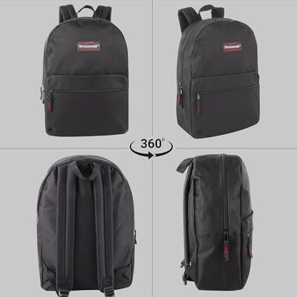 Trail maker Classic 17 inch Backpacks with Adjustable Padded Straps | School Backpacks for Girls, Boys - color: Black