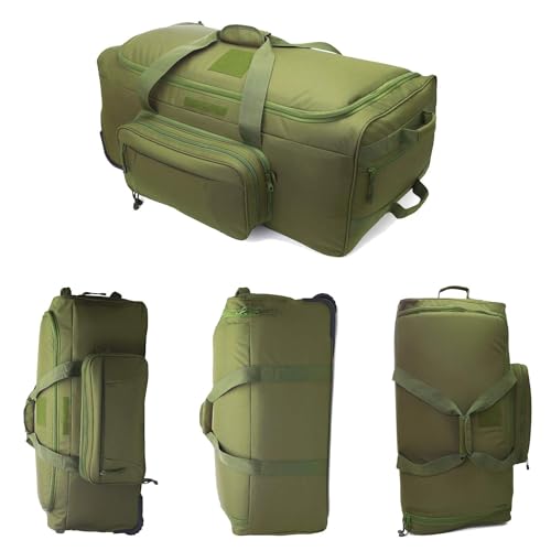 Military Wheeled Deployment Bag Large Tactical Heavy Duty Duffel Bag 124L - color: Green