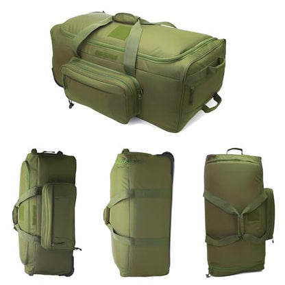 Military Wheeled Deployment Bag Large Tactical Heavy Duty Duffel Bag 124L - color: Green