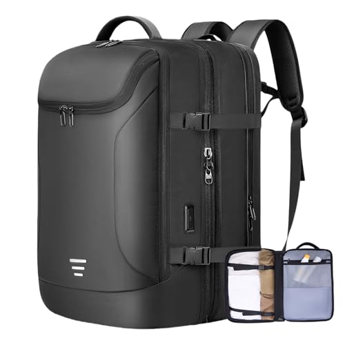 Travel Backpack for Men 50L Expandable Flight Approved Carry on Backpacks - color: Black