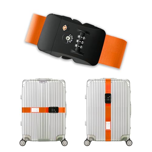 Veki Travel Luggage Straps for Suitcases, TSA Approved with Lock, Orange - color: orange