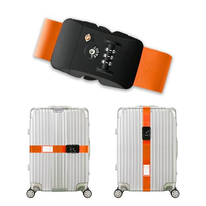 Veki Travel Luggage Straps for Suitcases, TSA Approved with Lock, Orange - color: orange