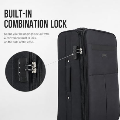 IZOD Liam Softside Luggage Set with Spinner Wheels – 3-Piece (Black) - color: Black