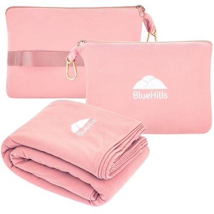 BlueHills Premium Soft Lightweight Travel Blanket Airplane Throw - Pink - color: L02-pink