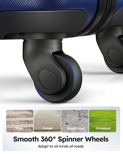 Suitour Hard Sided Luggage Sets 2 piece With Spinner Wheels,20"/24 inch Suitcases with Wheels TSA - color: Deep Blue, size: 2-Piece Set (20/24)