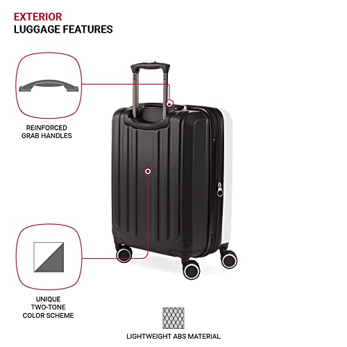 SwissGear Duet Expandable Luggage Set, 3-Piece Hardside Luggage Set with Spinner Wheels - color: Black/White, size: 3-Piece Set (19/24/28)