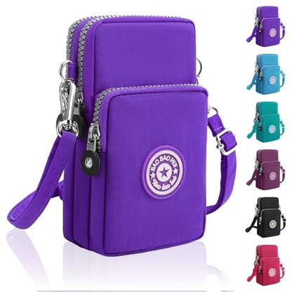Mini Crossbody Sling Bag, Cell Phone Purse, Travel Pouch Shoulder Bag with Adjustable Strap, Lightweight Organizer Pouch - color: Light Purple