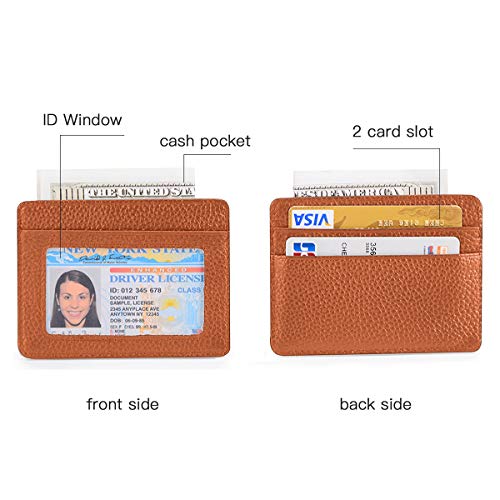EASTNIGHTS Credit Card Holder Slim Wallet Leather Minimalist Wallet with ID Window - color: brown