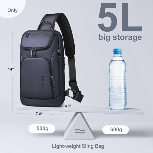 hk Sling Bag for Man, Waterproof Utility Crossbody Bag - color: Blue