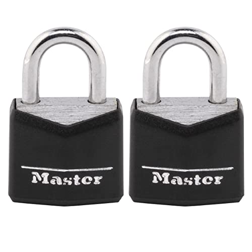 Master Lock 121T Padlock, Covered Aluminum Lock, 3/4 in. W, Black, 1-Pack, 2-Count - size: 2 Count (Pack of 1)