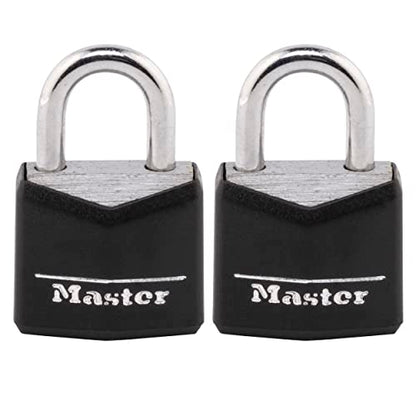Master Lock 121T Padlock, Covered Aluminum Lock, 3/4 in. W, Black, 1-Pack, 2-Count - size: 2 Count (Pack of 1)
