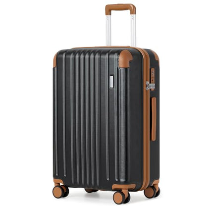 Coolife Luggage, Lightweight and Durable Hardshell, 24 in, Caramel Black - color: Caramel Black2.0, size: M(24in)