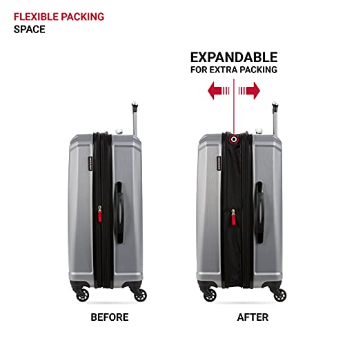 SwissGear 3750 Hardside Luggage with Spinner Wheels, Silver, Checked-Medium 23-Inch - size: Checked-Medium 23-Inch