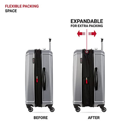 SwissGear 3750 Hardside Luggage with Spinner Wheels, Silver, Checked-Medium 23-Inch - size: Checked-Medium 23-Inch