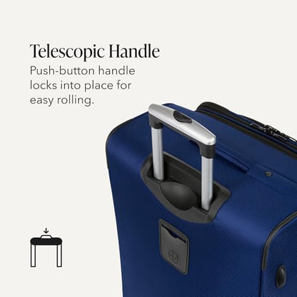 SwissGear Sion Softside Expandable Spinner Luggage Durable Lightweight Travel Suitcase, Blue, Checked-Medium - color: Blue, size: Checked-Medium
