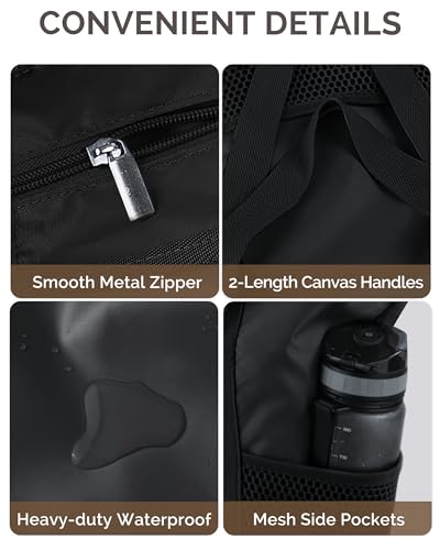 HOMESPON Beach Bag Large Waterproof Sandproof Tote for Women with Zipper and Mesh Pockets - color: Black, size: Medium