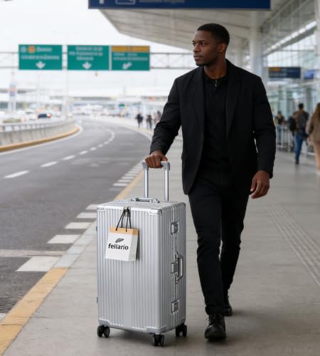 feilario Super Large Aluminum Frame Checked Zipperless Luggage - color: A3-Silver, size: 26in