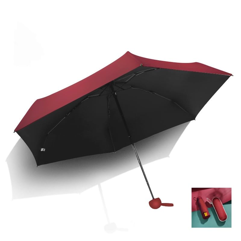 Mini Travel Umbrella with Umbrella Case - color: deep red