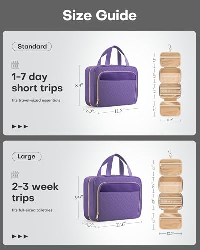 HOTOR Hanging Travel Toiletry Bag Women Men, Dark Purple, Medium - color: Dark Purple, size: Medium