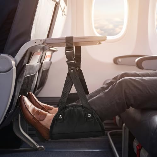 Adjustable Airplane Footrest Hammock Memory Foam Office Relaxation Foot Pad Travel Accessory Hanging Desk Foot Sling (Navy Blue) - color: Navy Blue