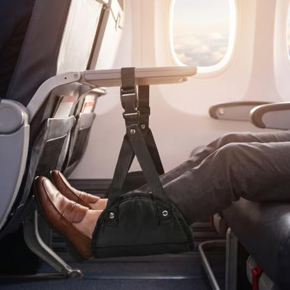 Adjustable Airplane Footrest Hammock Memory Foam Office Relaxation Foot Pad Travel Accessory Hanging Desk Foot Sling (Navy Blue) - color: Navy Blue
