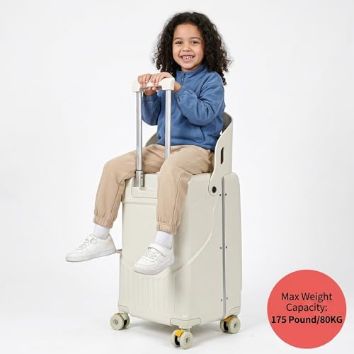 Ride on Luggage,20" Kids Ride On Suitcase with Seat Belt & Backrest - color: Sky Blue