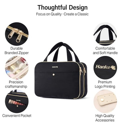 Hanke Hanging Travel Toiletry Bag with Jewelry Organizer, Black - color: Black