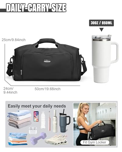 Gym Bag for Women with Shoes Compartment Weekender Bag Black - color: C3-Black
