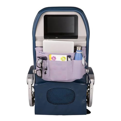 Airplane Tray Organizer/Tote with 4 Storage Pockets, Back Seat Airplane Tray Cover, Converts into a Drawstring Tote, Washable, Durable & Lightweight (2.8 oz) Airplane Travel Essentials - color: Cool Grey