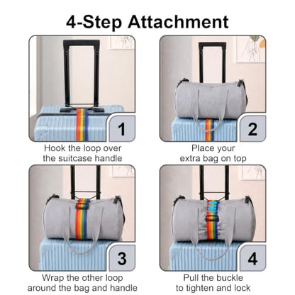 Add Bag Luggage Strap for Suitcases - LHZHLE 2 Pcs Adjustable Bungee Straps - color: Pink Floral Pattern