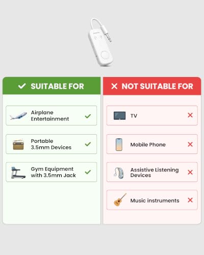 Avantree Relay - Airplane Bluetooth Adapter for 2 AirPods or Headphones - color: 2-White