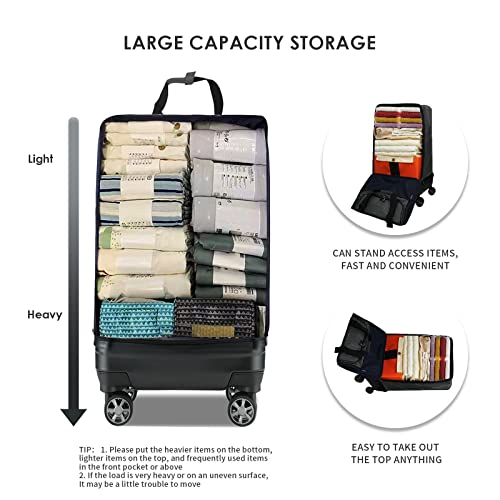 Verage Expandable Foldable Luggage Blue Suitcases Collapsible Rolling Travel Duffel Bag Lightweight Suit Case with Detachable Spinner Wheels - color: Black, size: Carry-On (21-Inch Expands into 24-Inch)