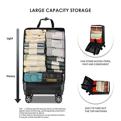 Verage Expandable Foldable Luggage Blue Suitcases Collapsible Rolling Travel Duffel Bag Lightweight Suit Case with Detachable Spinner Wheels - color: Black, size: Carry-On (21-Inch Expands into 24-Inch)
