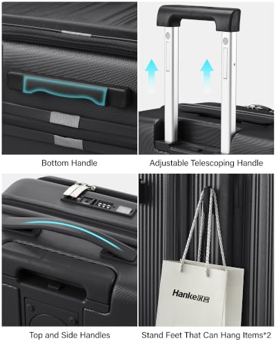 Hanke Top Opening 24" Medium Suitcase Expandable Hard Shell Jet Black - color: Jet Black, size: 24 Inch EXT