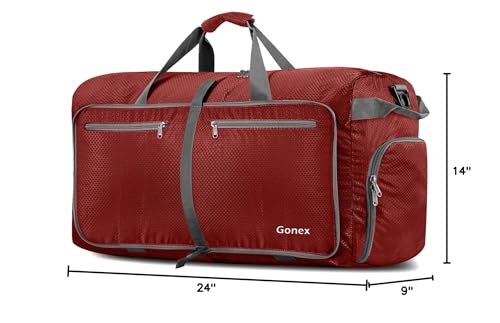 Gonex 60L Foldable Travel Duffle Bag with Shoe Compartment, Lightweight - color: Red, size: 60L