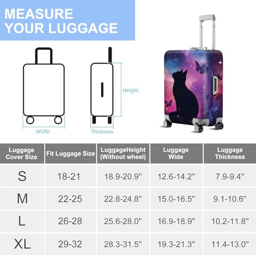 ANNA QUEEN Travel Luggage Cover Suitcase Protector Suitcase Cover Anti-Scratch,Stretchable Bag Cover Washable Durable Polyester - color: Black Cat, size: L(fits 28-30Inch suitcase)