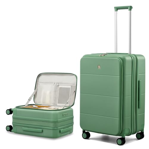 Hanke Expandable Medium Checked Luggage, 24 Inch Top Opening Suitcase - color: Forest Green, size: 24 Inch EXT