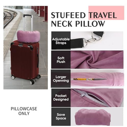 Stuffable Neck Pillow for Travel, Packable Neck Pillow (Pink) - color: Pink