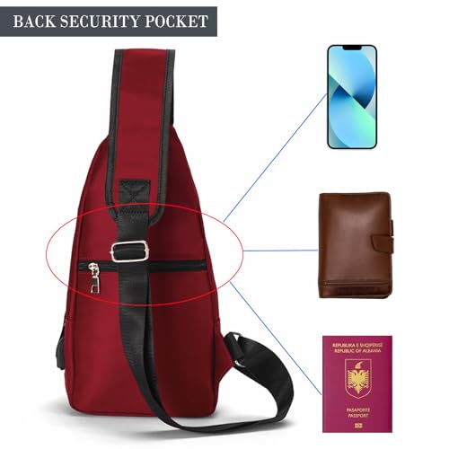 Seoky Rop Men Women Sling Backpack Shoulder Chest Crossbody Bag - color: Red