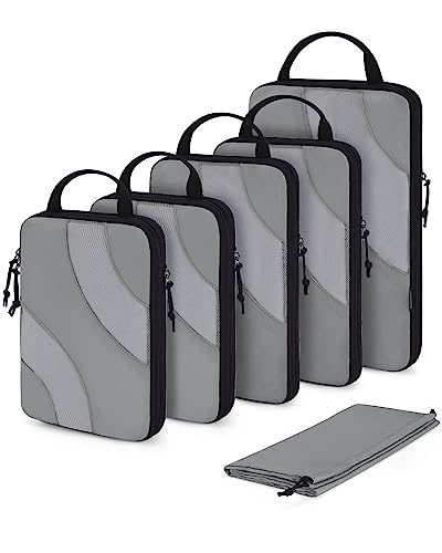 BAGSMART Compression Packing Cubes for Travel - color: Grey, size: Set of 6